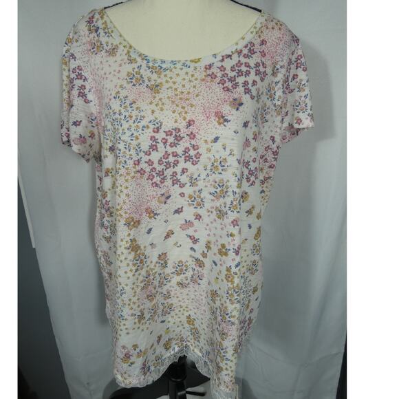 LC Lauren Conrad Tops - LC Lauren Conrad Large Tunic Bow Back Closure Lace Fringe Hem Floral Design Boho